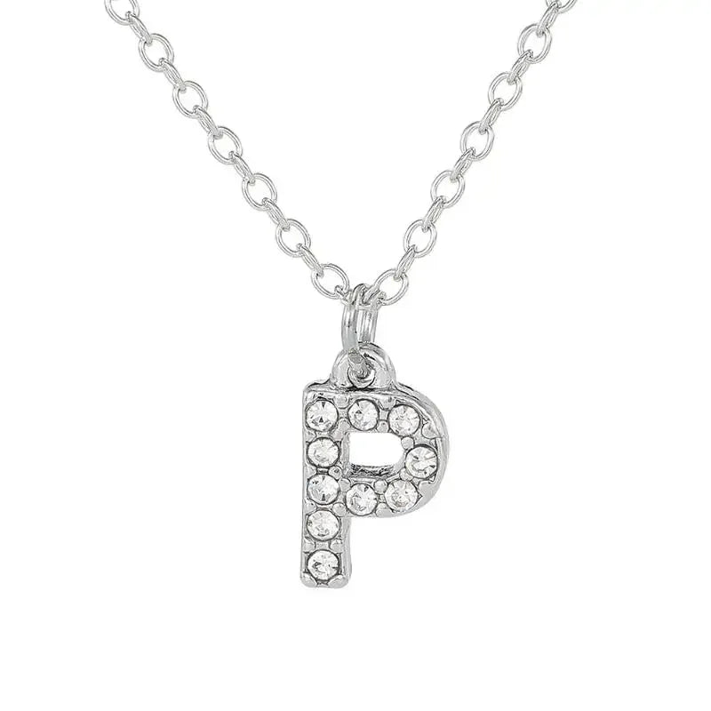 Fashionable Shiny A-Z Letter Pendant Charm Necklace 26 Initial Alphabet Name Clavicle Chain Party Jewelry Gift