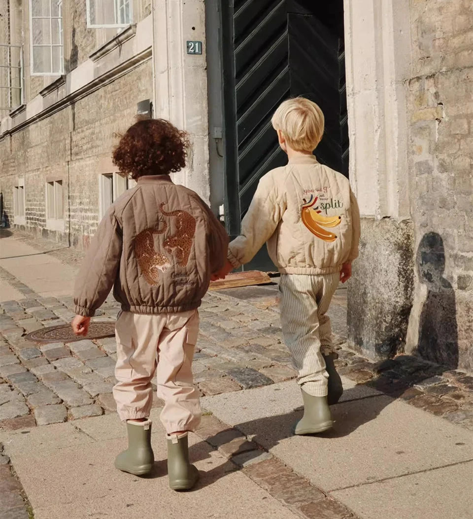 Manteau Polaire Paillettes Fille | Laine d'Agneau | Broderie Garçon | Vêtement Enfant Hiver
