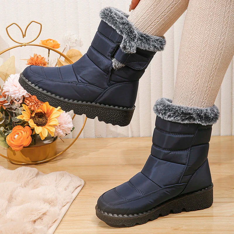 Bottes de Neige Femme 2026 | Fausse Fourrure Peluche | Cheville | Antidérapantes | Grande Taille