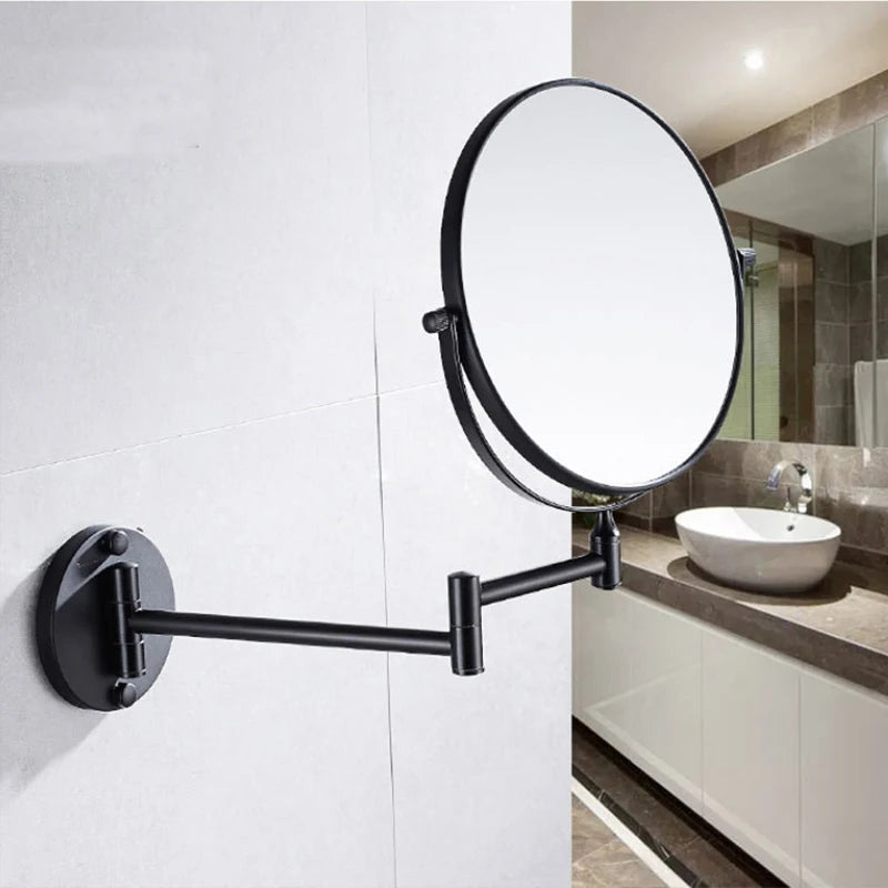 360° Rotating Double-Sided Wall Mirror - Aluminum Alloy Bathroom Makeup Mirror with 3X Magnification, Foldable & Angle-Adjustable
