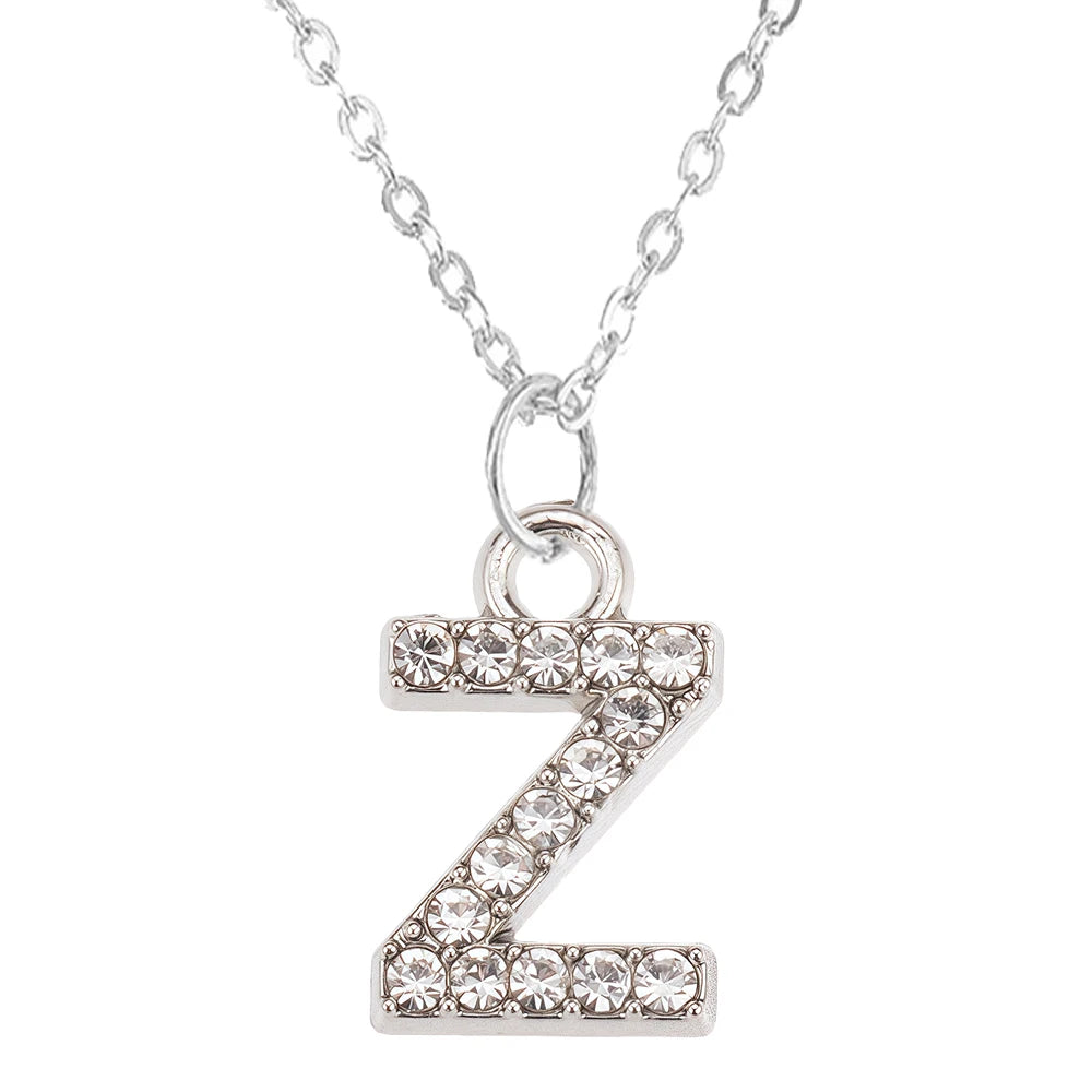 Collier Pendentif Lettre Brillant A-Z | 26 Initiales | Chaîne Clavicule | Bijou Saint-Valentin & Cadeau