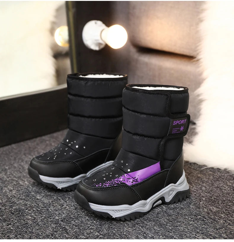 Bottes de Neige Enfants Princesse Élégantes | Imperméables Peluche | Garçons & Filles | Hiver Outdoor