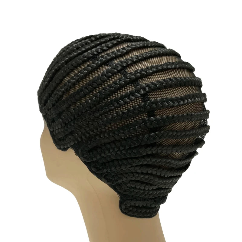 Braided Wig Cap For Crochet Hair Braids Breathable Cornrow Cap for Easier Sew in Weave Hair Glueless Black Cornrow Crochet Wig Cap
