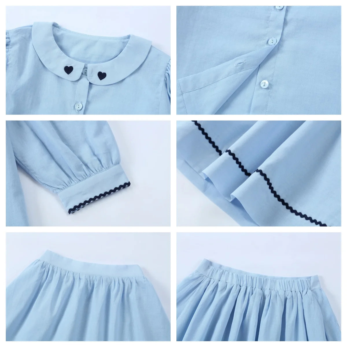 Tenue Famille Assortie AP Barcelone | Robe Fille Broderie & Ensemble Garçon Carreaux | Collection Bleue