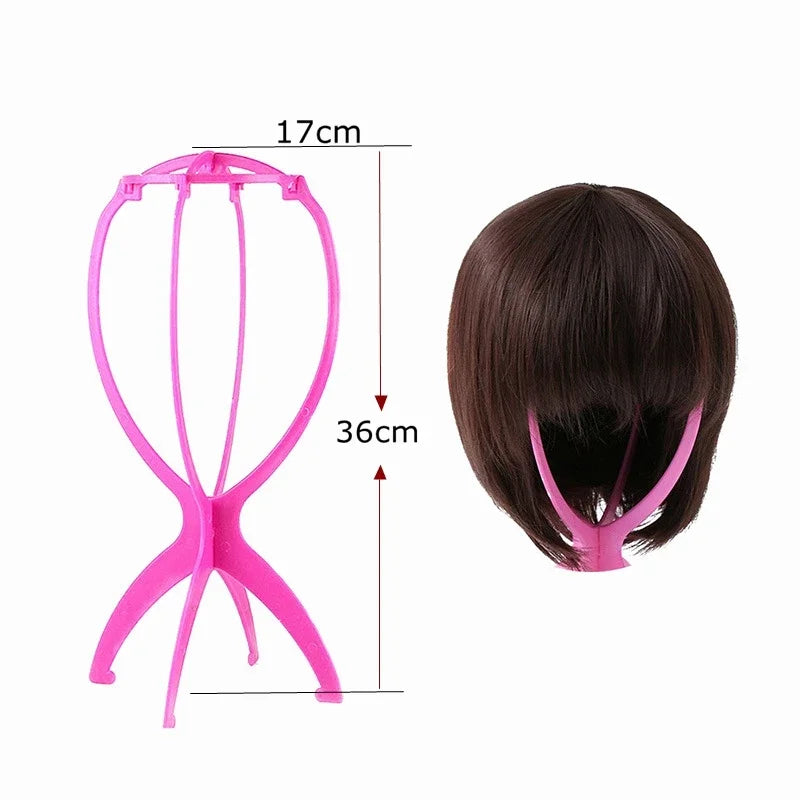 2 pcs 36cm Portable Desktop Wig Stand Wig Stands Portable Wig Hanger Salon Barber Hanging Hats Holder Display Stand