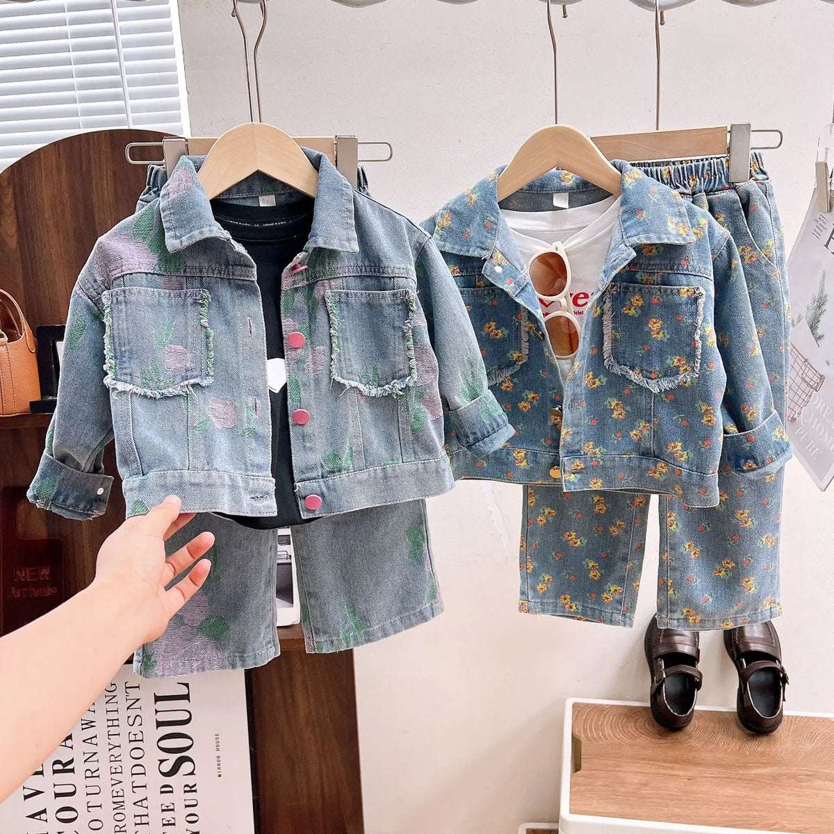 Ensemble Fille 2025 Printemps-Automne | Veste Jean & Jean Droit | Tenue Mode Enfant