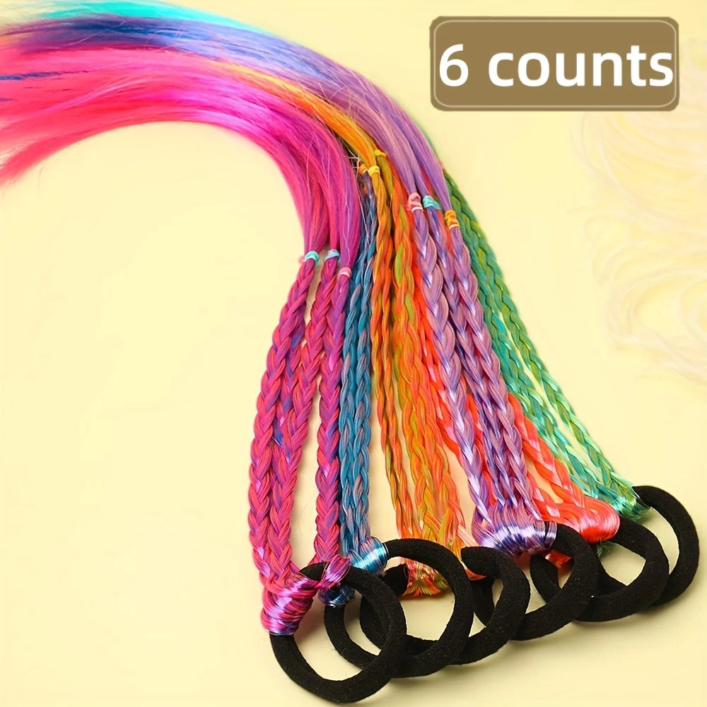 6 Pieces of Multi-Color Bohemian Style Sweet Wig Braid Hair Ties Suitable for Girls