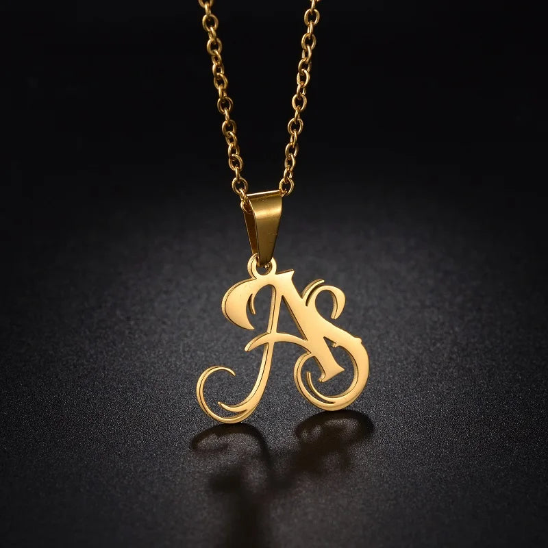 Collier Prénom Personnalisé 365 | Lettre Initiale Acier Inoxydable | Pendentif Charme | Cadeau Bijou Femme