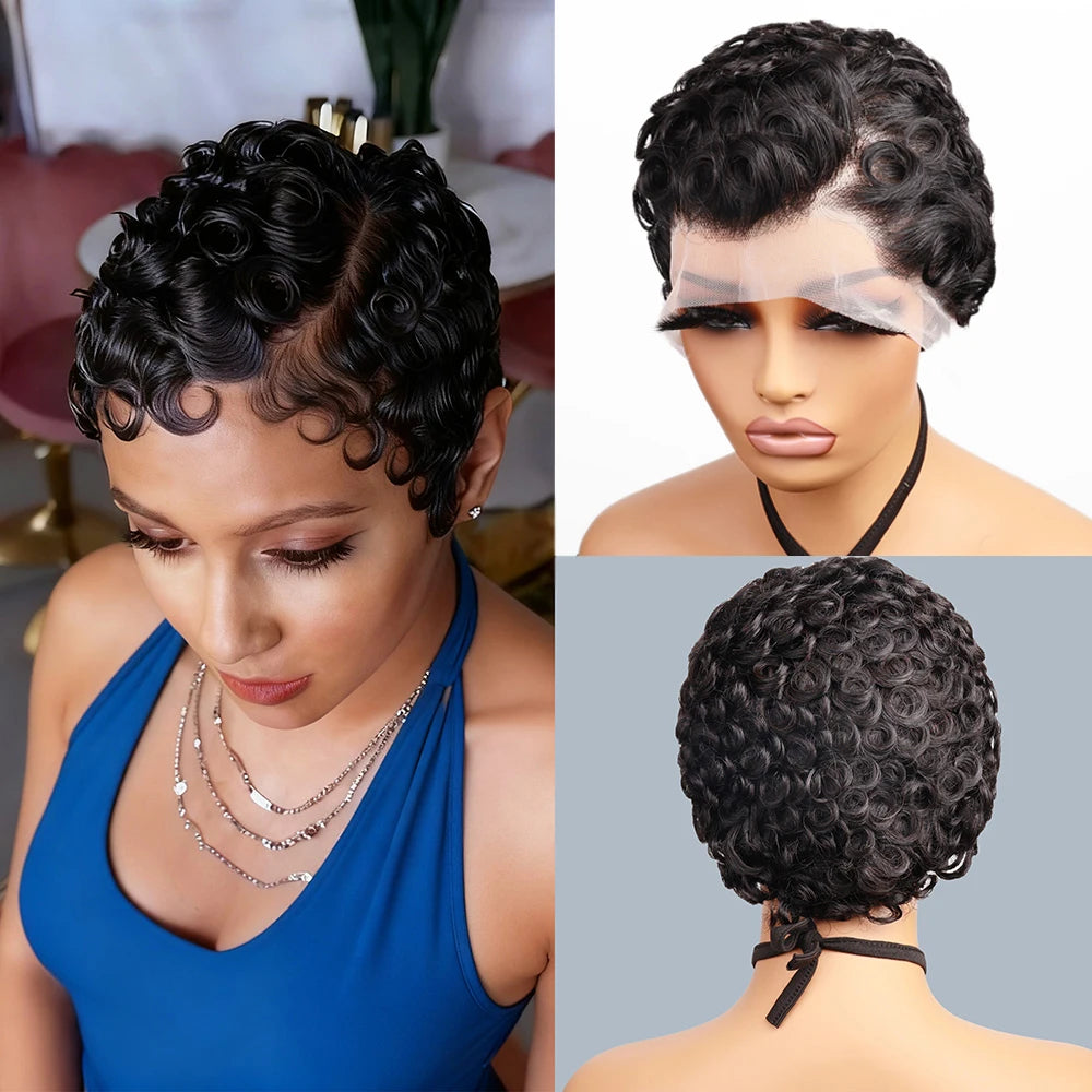 Perruque Body Wave Pixie Cut | 13x4 HD Lace Front | Glueless | Pré-Pluçuée | Cheveux Humains | Femme
