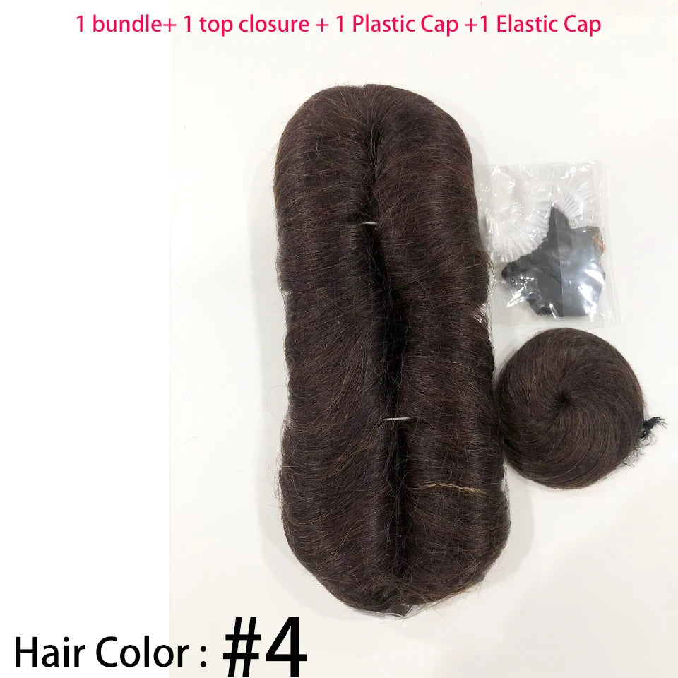 28PCS Brazilian Short Human Hair Extensions #1B#4#30#99J One Pack For A Full Head 100% Human Hair Bundles With Free Closure