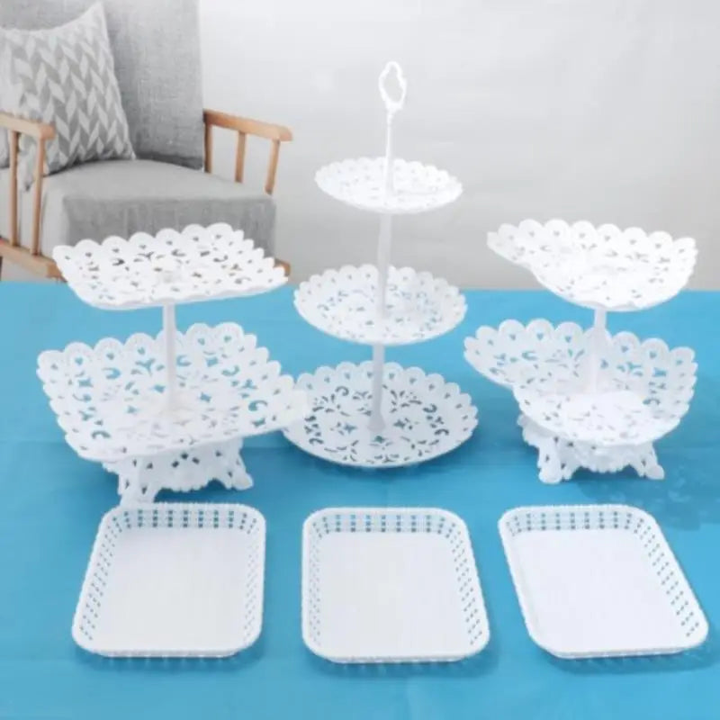 European Style Three-Tier Cake Tray Snack Stand Fruit Plate Birthday Party Decoration Supplies Wedding Dessert Table Cake Stand