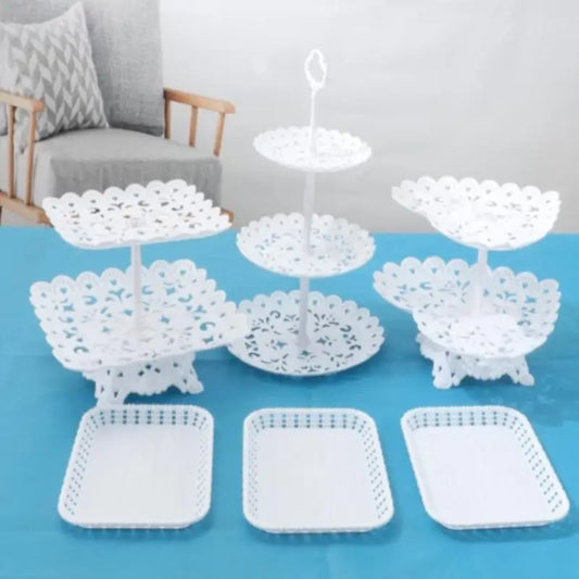 European Style Three-Tier Cake Tray Snack Stand Fruit Plate Birthday Party Decoration Supplies Wedding Dessert Table Cake Stand