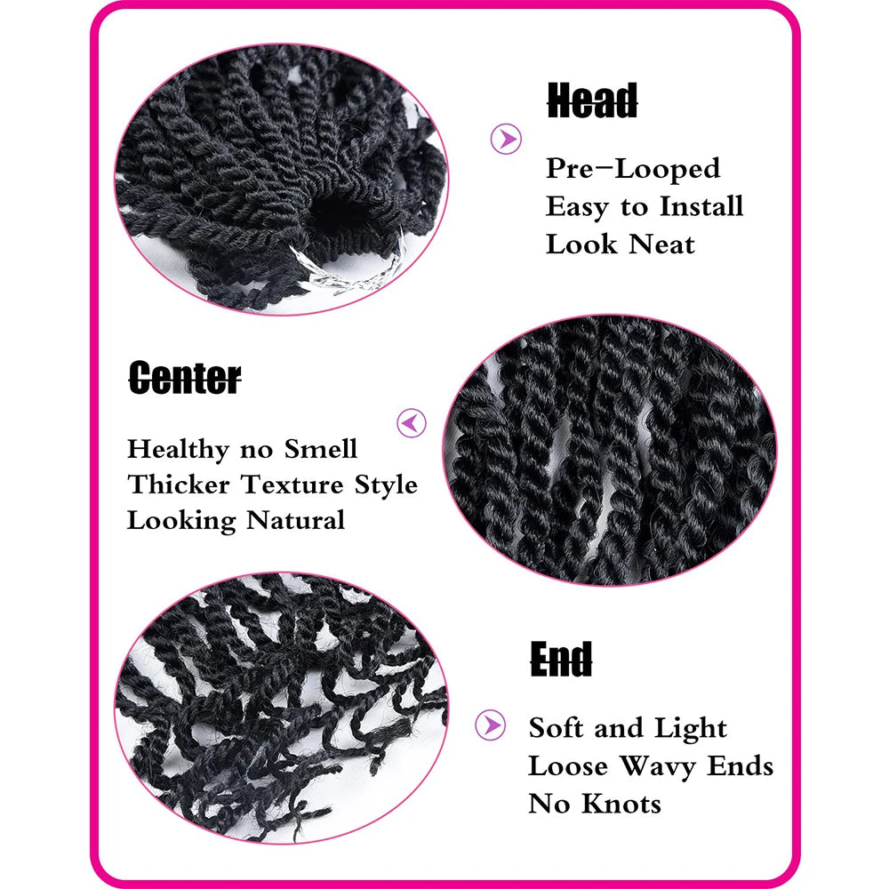 Tresses Crochet Senegalese Twist Ondulées | 12 Pouces | Synthétique | Extensions Femme