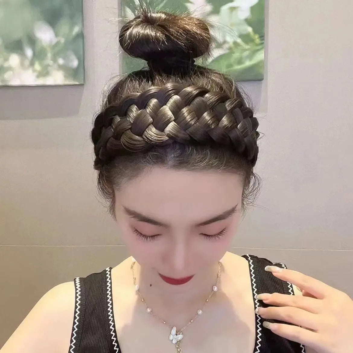 Wig Braided Headband Five-Strand Braided Wide-Brimmed Hairband Women's Hair Accessories
