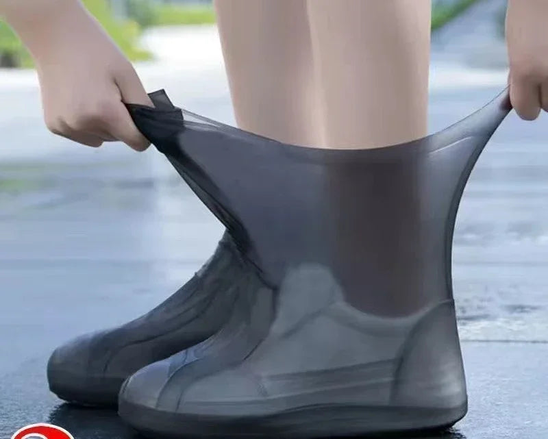 1 Pair Silicone Waterproof Shoe Covers Slip-resistant Rubber Rain Boot Rain Gear Overshoes Accessories for Outdoor Rainy Day