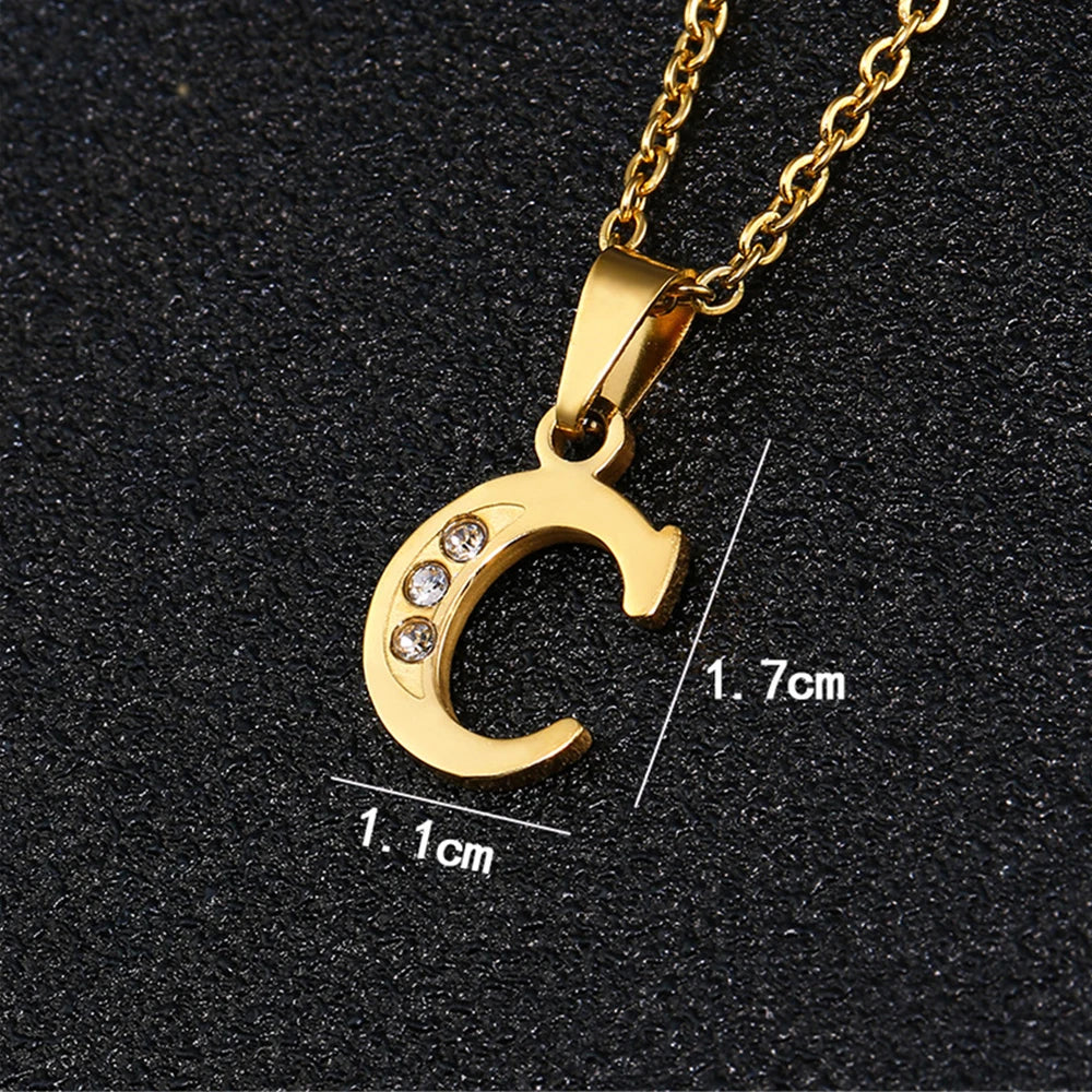 Initial A-Z Letter Name Pendant Necklace Gold Color Stainless Steel Small Alphabet Necklace For Women Jewelry Birthday Gift