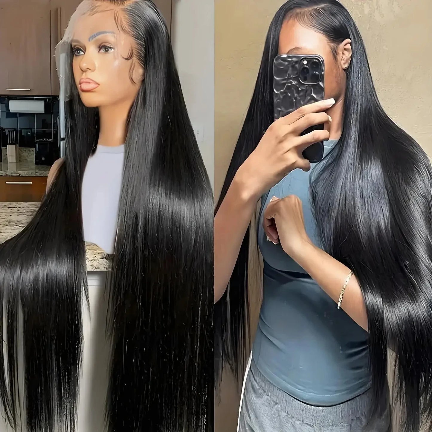 13x4 Brazilian Human Hair Wig Wear and Go 200 Density Straight 13x6 Hd Lace Frontal Wigs Natural Black Pre Plucked Baby Hair