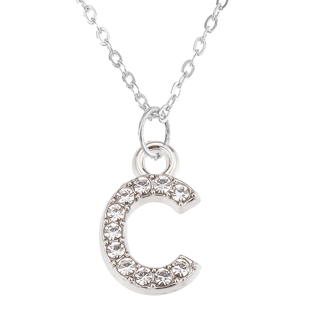 Collier Pendentif Lettre Brillant A-Z | 26 Initiales | Chaîne Clavicule | Bijou Saint-Valentin & Cadeau