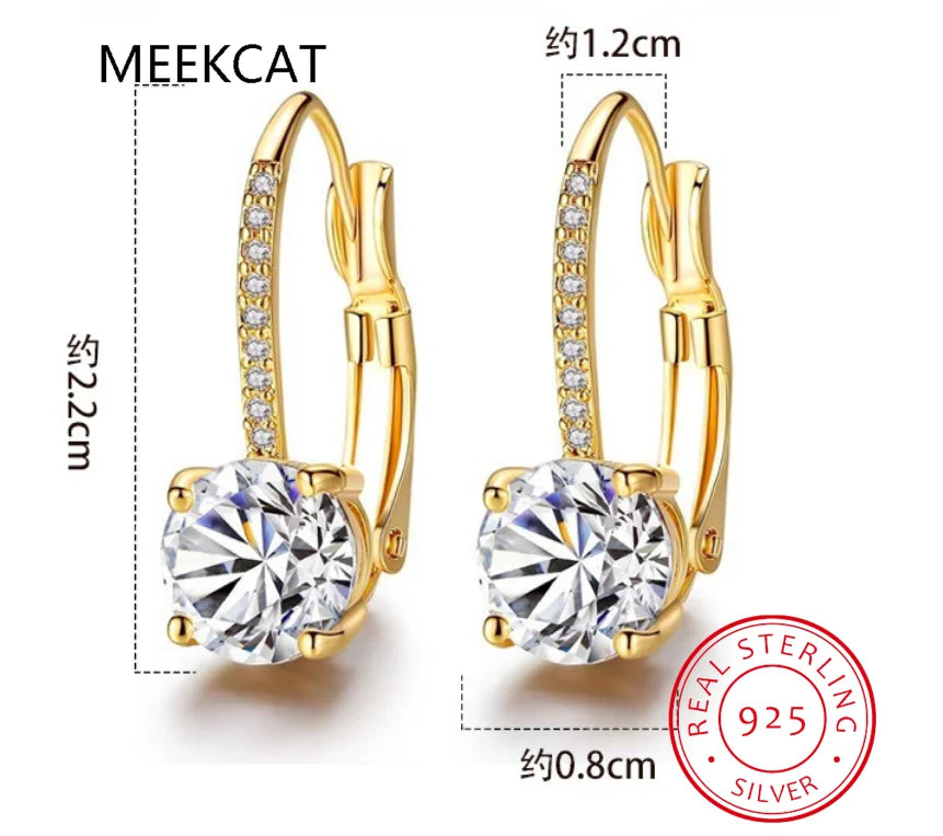 Créoles Moissanite 2 Carats Or 18k | 8mm Diamant Lab | Femme | Argent 925 Original | Huggies Luxe