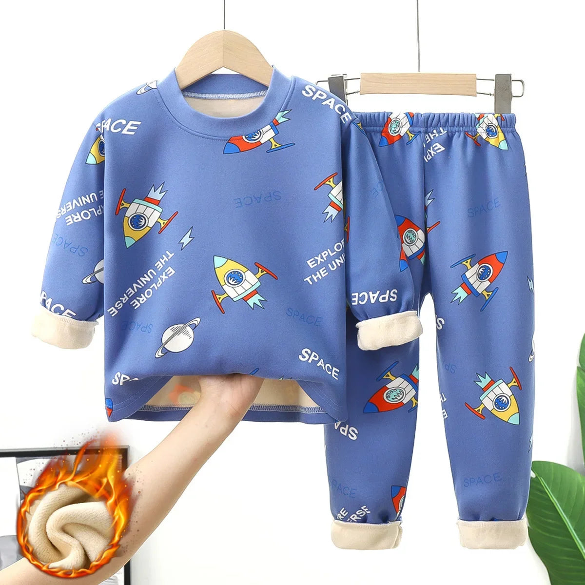 2024 Winter Kids Clothing Sets Warm Fleece Pajamas For Boys And Girls Thicken Children Sleepwear Velvet Baby Thermal Underwear