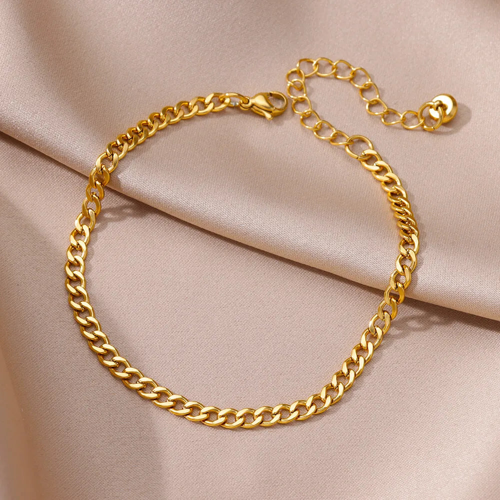 Bracelet de Cheville Femme Été | Chaîne Acier Inoxydable | Accessoires Plage | Bijou Pied Élégant
