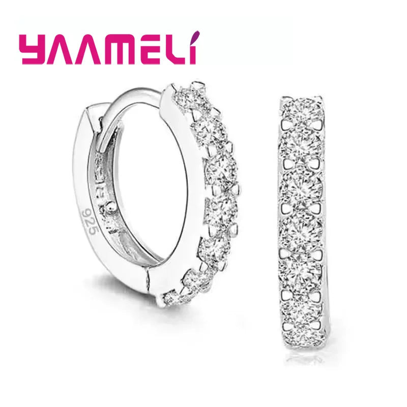 Fast Ship Newest Luxury Romantic Women Jewelry 925 Sterling Silver Plated Rhinestone Crystal Hoop Earrings For Women Wholesale