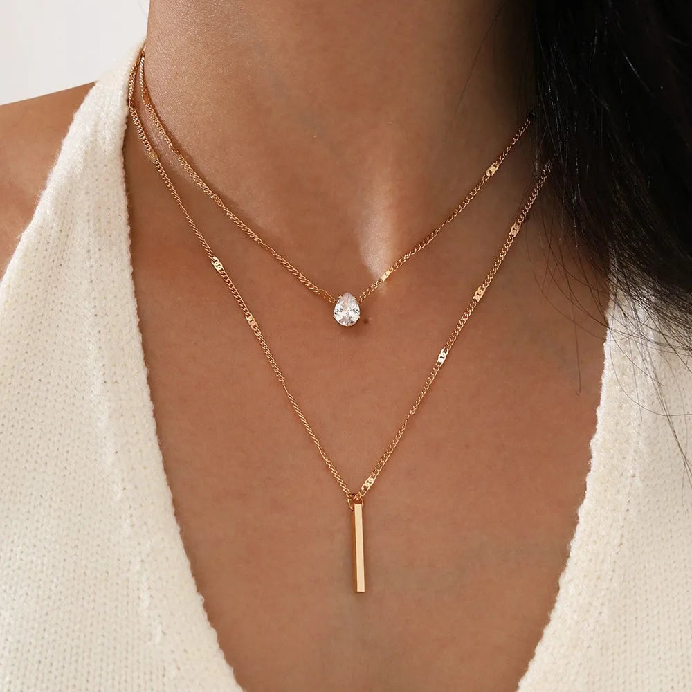 Collier Vintage Multicouche Femme | Chaîne Pendentif | Bijou Esthétique Tendance | Cadeau Mode
