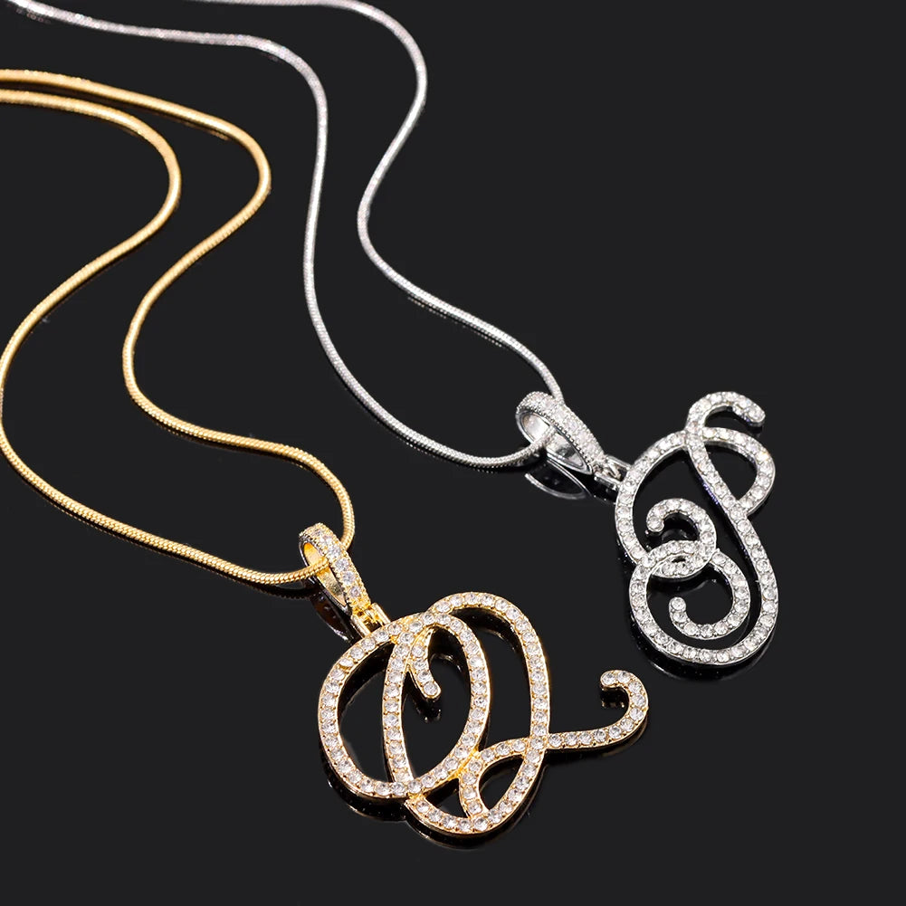 Collier Lettre Initiale A-Z Cursive | Chaîne Corde Simple | Cadeau Bijou Femme Tendance
