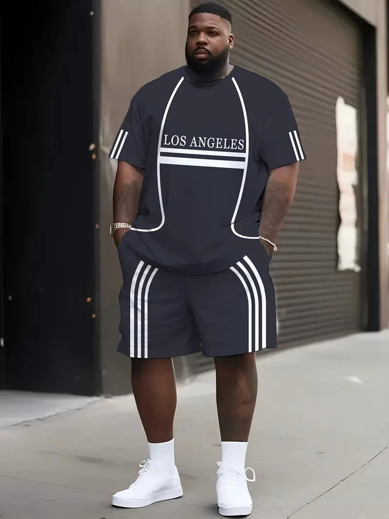 Ensemble t-shirt imprimé et short pour homme | Cordon de serrage