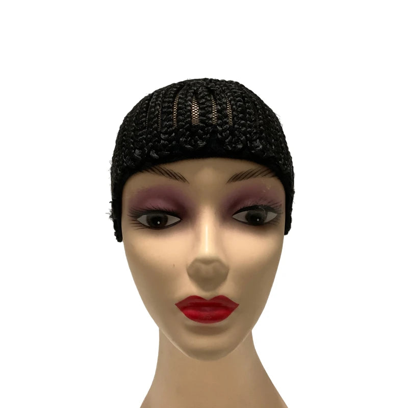 Braided Wig Cap For Crochet Hair Braids Breathable Cornrow Cap for Easier Sew in Weave Hair Glueless Black Cornrow Crochet Wig Cap