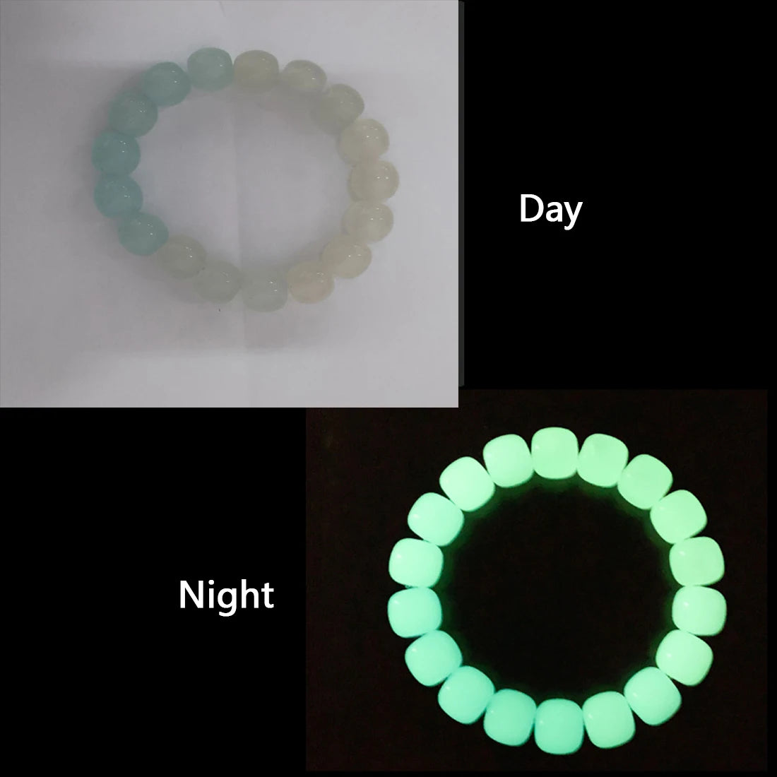 Bracelet Lumineux Pierre Naturelle | Fluorescent Lueur Nuit | Bijou Couple Femme & Homme