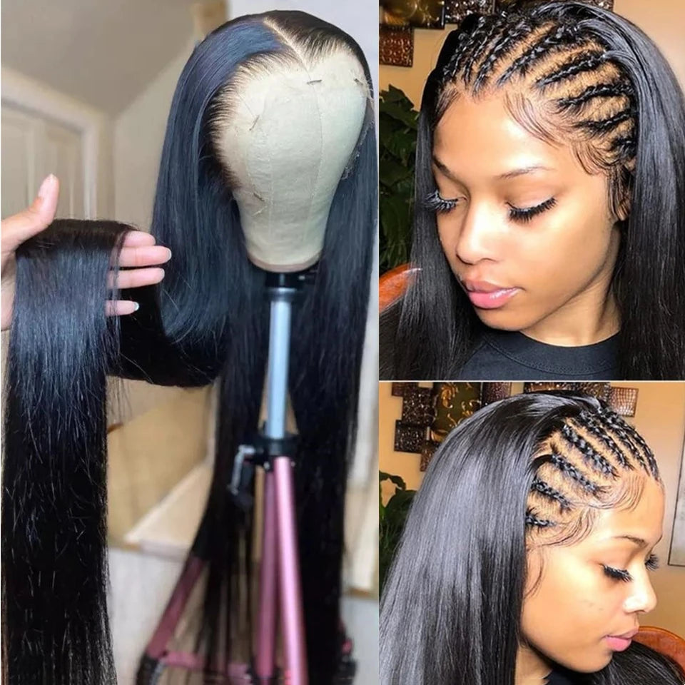 Perruque Full Lace 100% Cheveux Humains | Lisse | Pré-Pluçuée | Nœuds Blancs | Femme