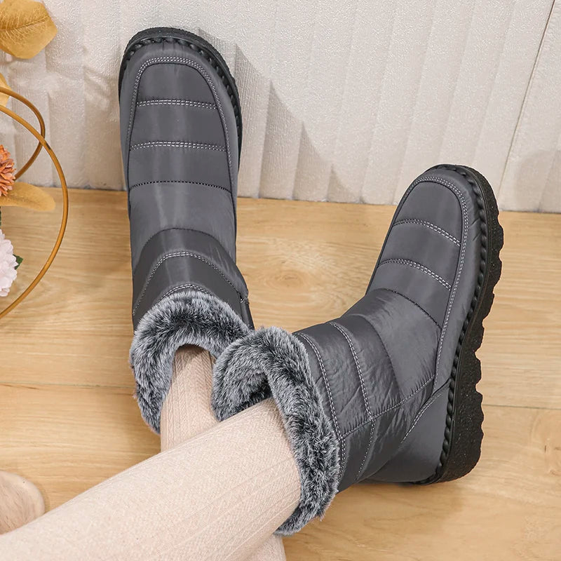 Bottes de Neige Femme 2026 | Fausse Fourrure Peluche | Cheville | Antidérapantes | Grande Taille
