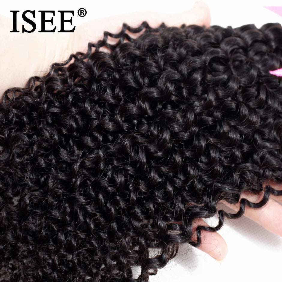 Mèches Kinky Curly Brésiliennes Remy | Couleur Naturelle | 1 à 4 Paquets | Extensions Cheveux Humains | ISEE HAIR