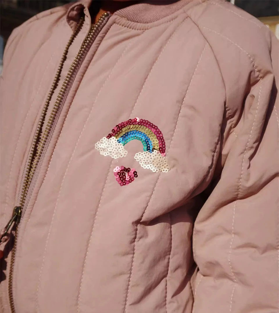 Manteau Polaire Paillettes Fille | Laine d'Agneau | Broderie Garçon | Vêtement Enfant Hiver