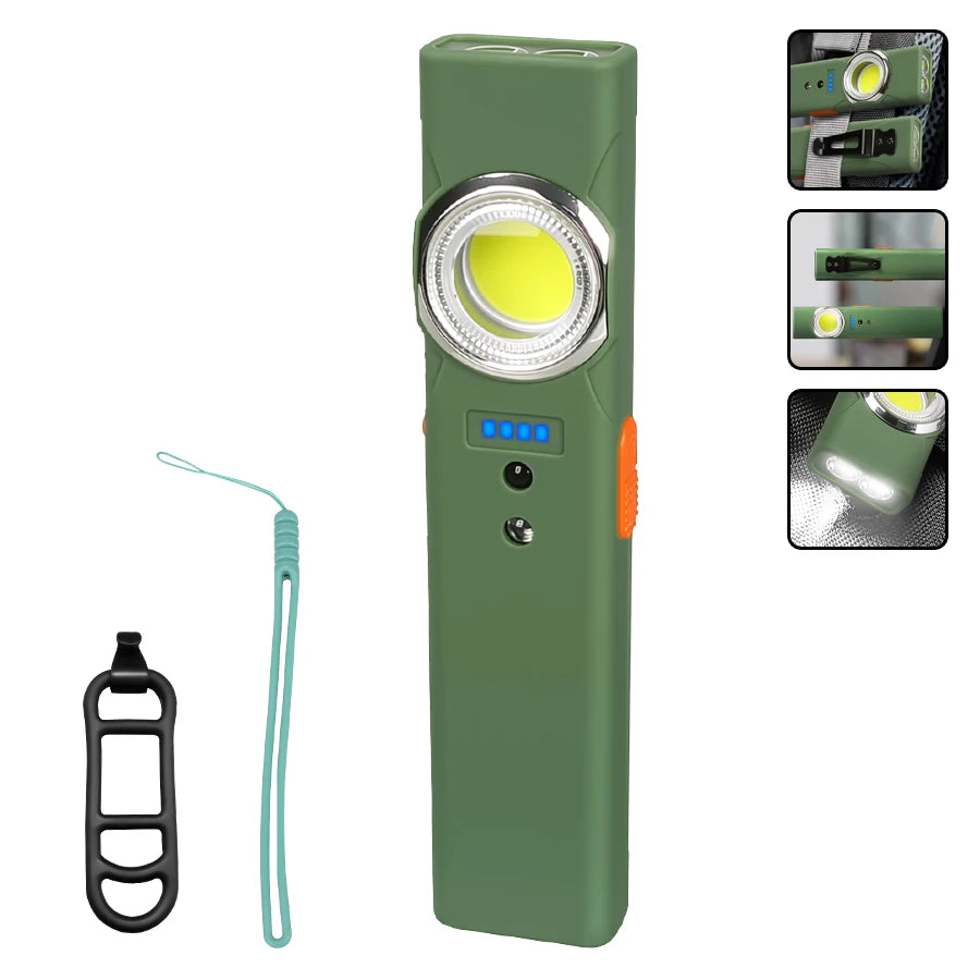 Mini Portable Rechargeable LED Torch Light, Waterproof Outdoor Work Pocket Flashlight with Magnetic Grip, Compact LED Flashlight