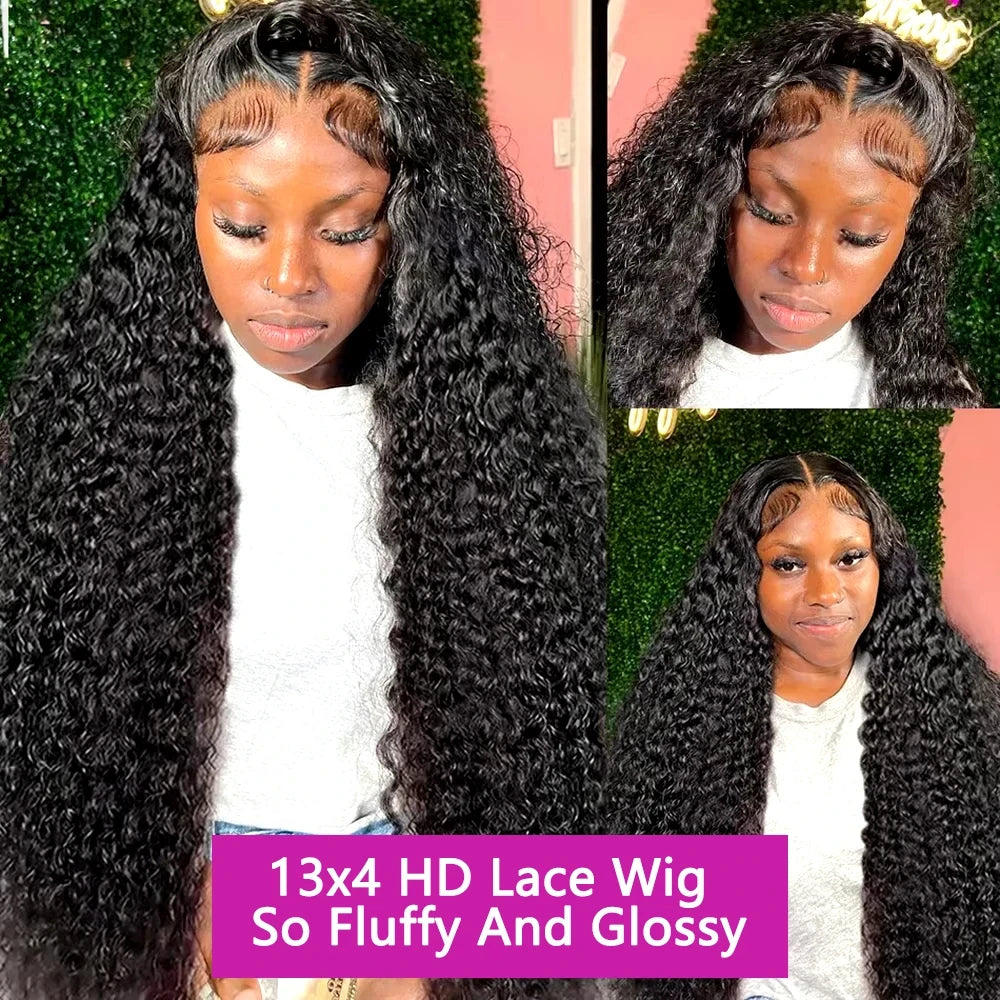 Perruque Deep Wave Brésilienne | 13x6 HD Lace Frontal | 250% Densité | Jusqu'à 40 Pouces | Water Wave Curly
