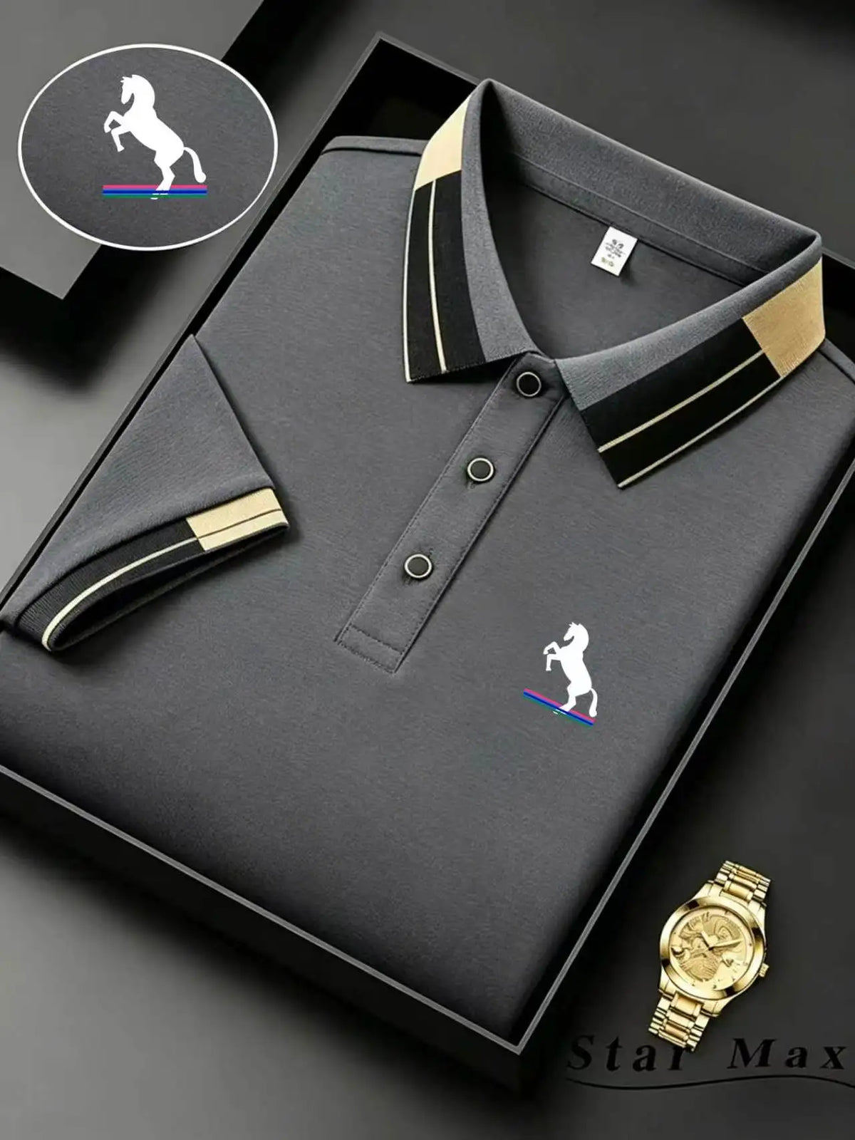 Men's Luxury Short Sleeve Polo Shirt with Horse Embroidery Milan Style Summer Casual T-Shirt Men Business Brand Clothing