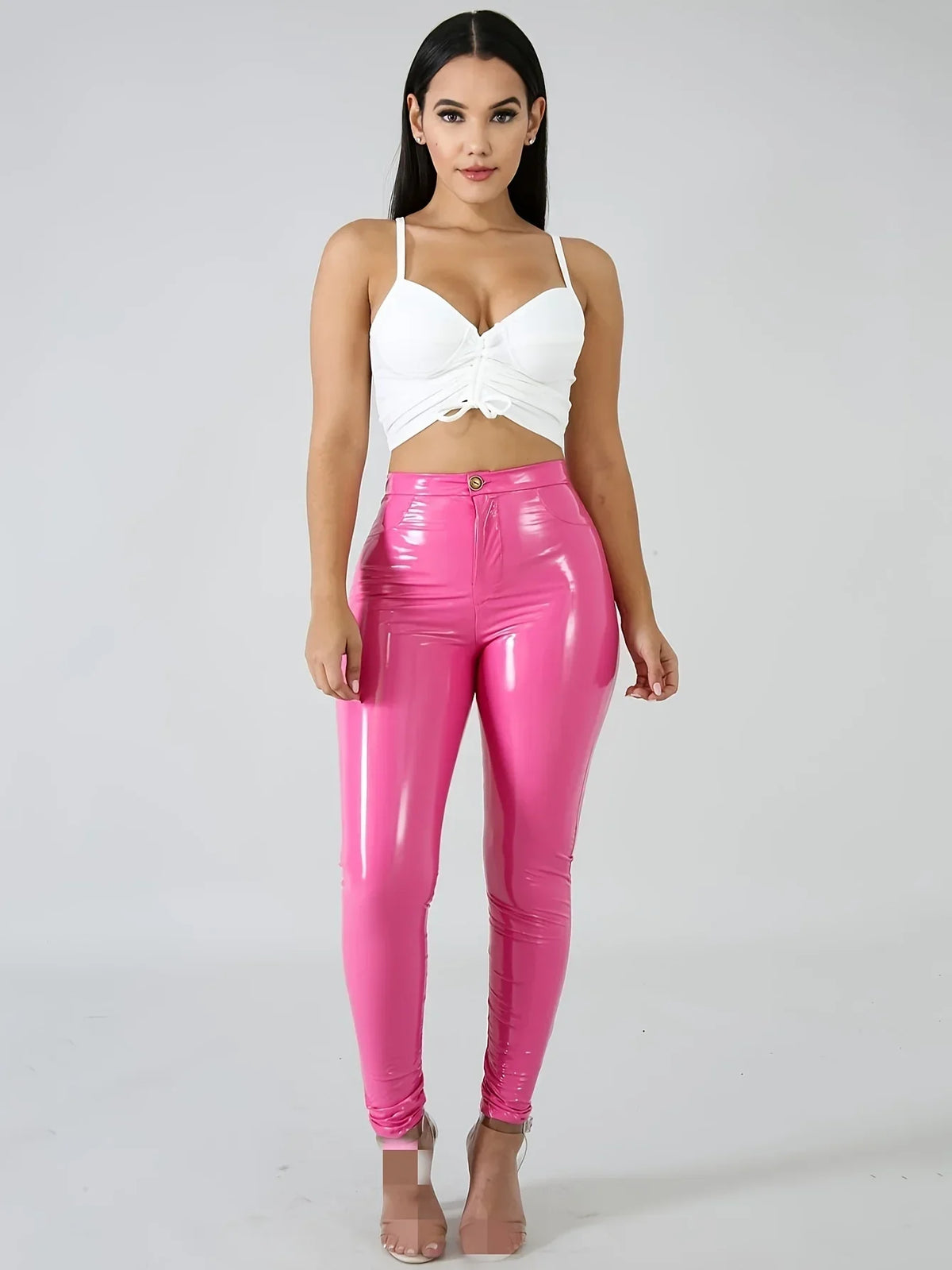 Women's Latex Faux PU Leather Pants Trousers Push Up High Waist Skinny Pencil Pants Fall Winter Solid Color Sexy Pants for Women