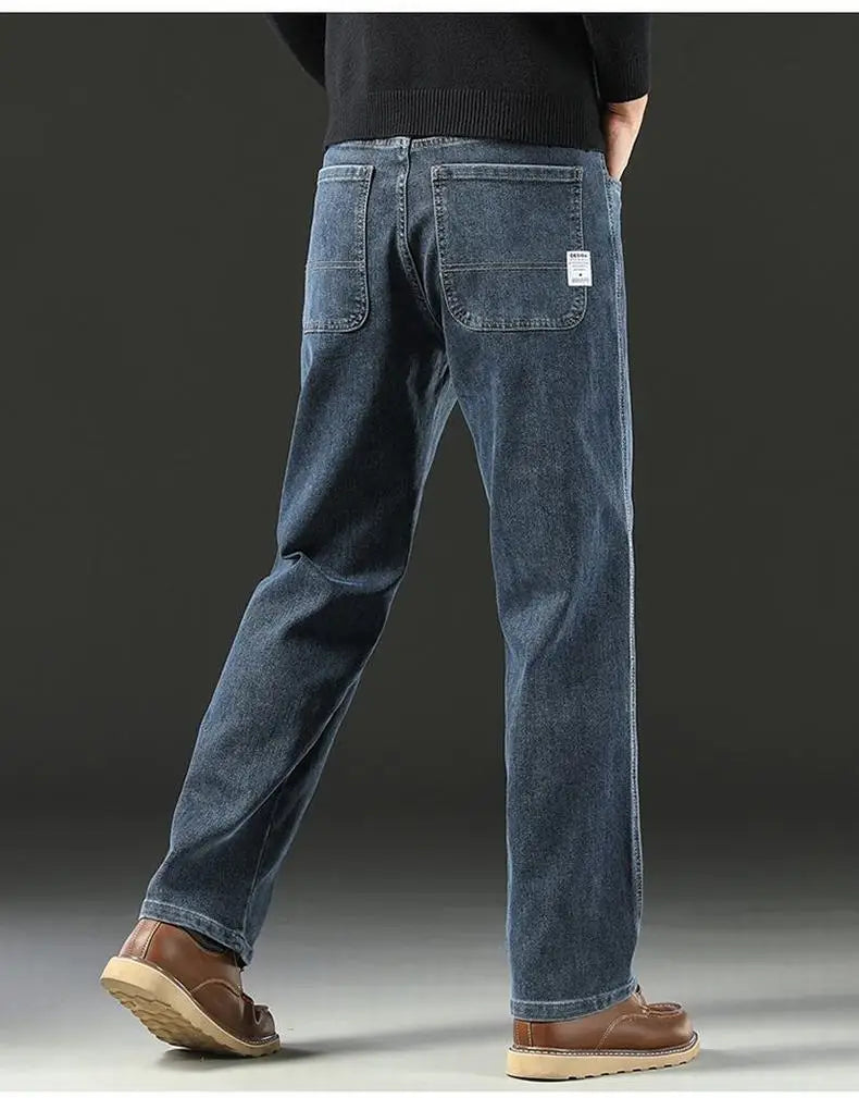 Jean droit ample en denim pour homme | Taille mi-haute