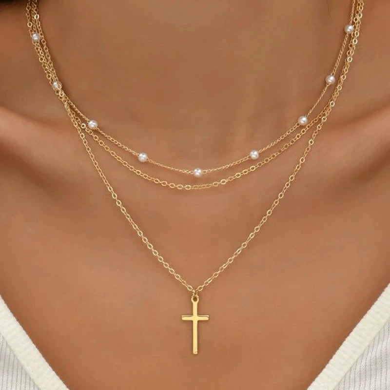 Collier Pendentif Barre Métal Multicouche | Or Chaîne Clavicule | Port Quotidien | Bijou Femme