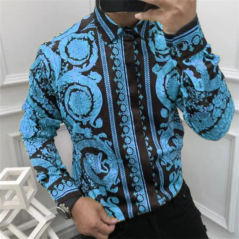 Chemise imprimée à manches longues pour homme | S à 5XL