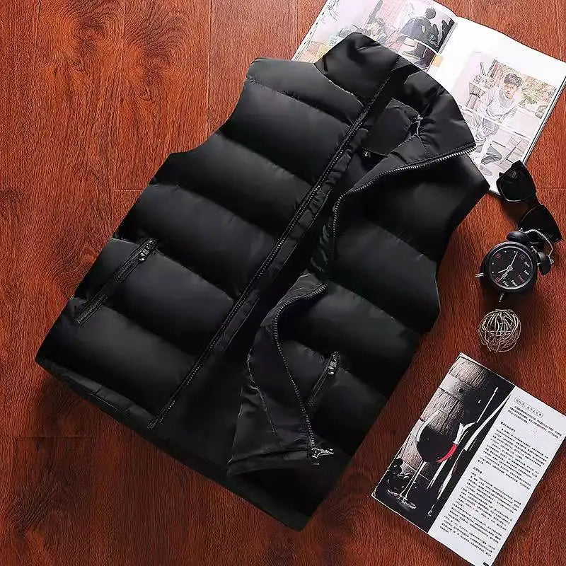 Men's Vest Jacket Warm Sleeveless Jackets Winter Waterproof Zipper Coat Autumn Stand-up Collar Casual Waistcoat Brand Clothing