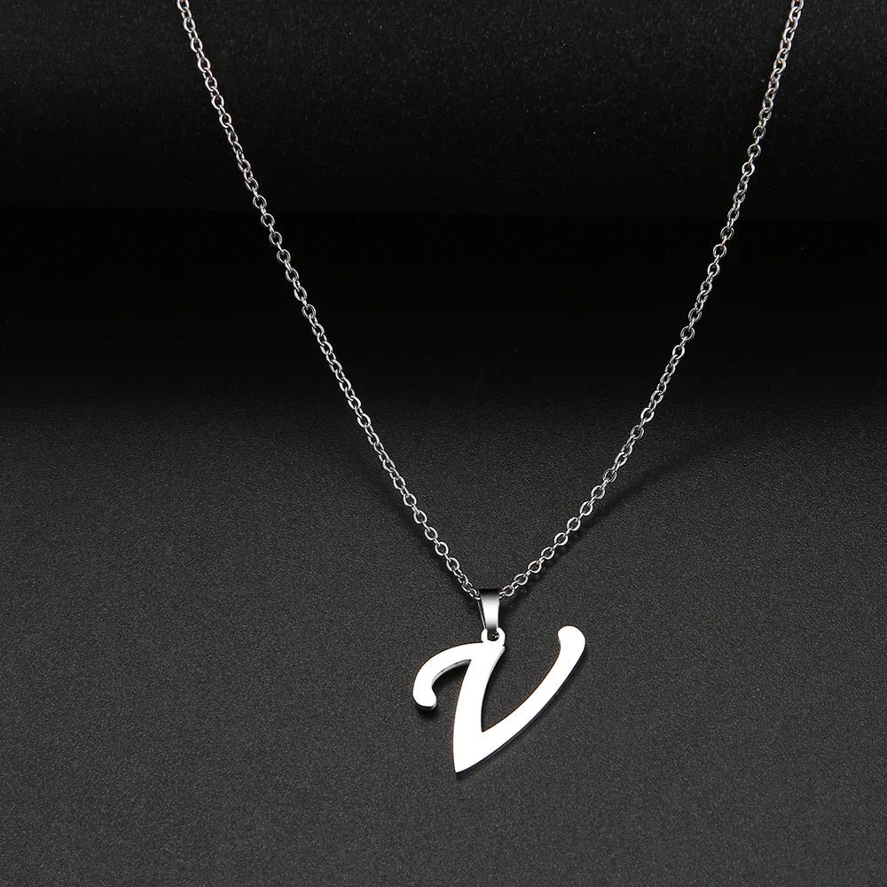 Collier Initiale Grand Alphabet A-Z | Acier 316L Minimaliste | Pendentif Femme | Cadeau Bijou