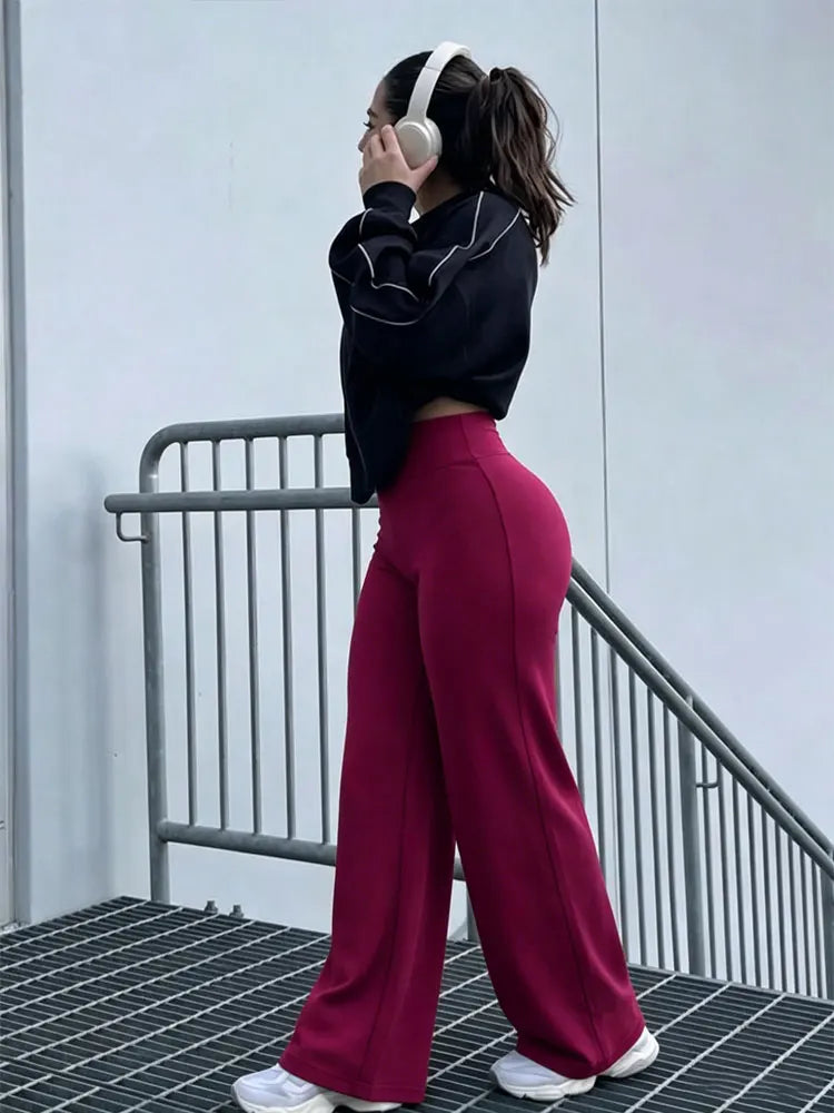 Pantalon Sport Droit Taille Haute | Peau Nue | Lift Fesses | Fitness Casual | Legging Sculptant