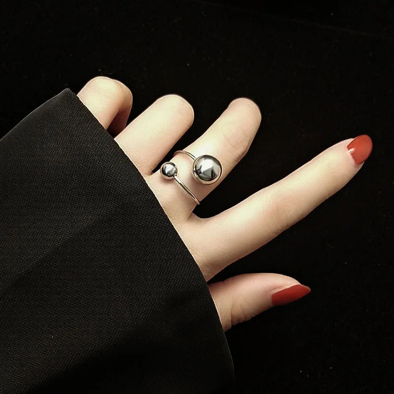 Stainless Steel Ball Adjustable Ring Statement Golden Metal Trendy Finger Ring Jewelry stainless steel ring New Gift