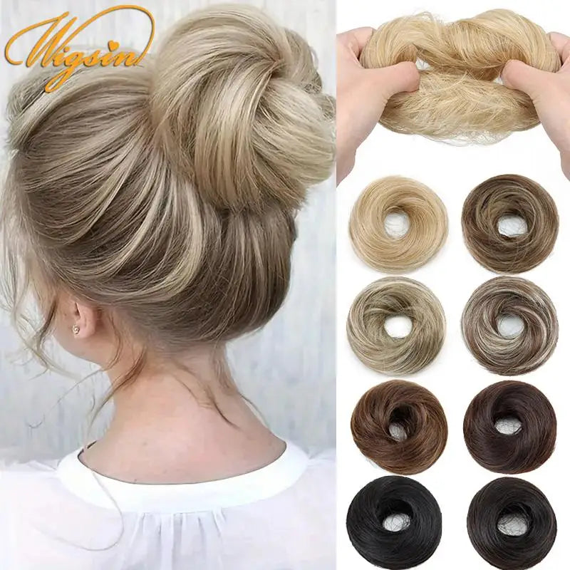WIGSIN Synthetic Messy Donut Hair Buns Updo Chignon with Elastic Hair Extension for Women Daily Lazy Hair Accessories