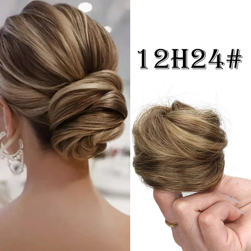 WIGSIN Synthetic Messy Donut Hair Buns Updo Chignon with Elastic Hair Extension for Women Daily Lazy Hair Accessories