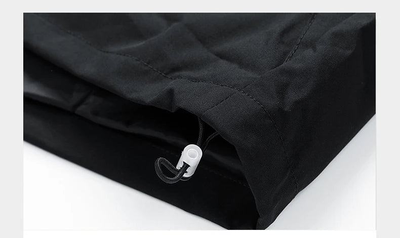 Coupe-vent homme Veste à capuche Manteau zippé Cargo Imperméable Blouson bomber noir Camping Veste de randonnée à capuche Softshell fine et ample