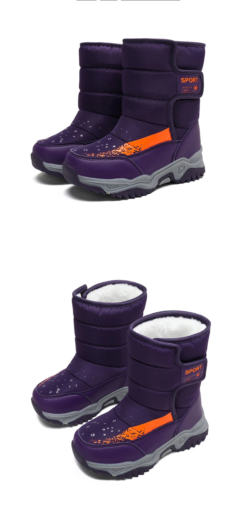 Bottes de Neige Enfants Princesse Élégantes | Imperméables Peluche | Garçons & Filles | Hiver Outdoor
